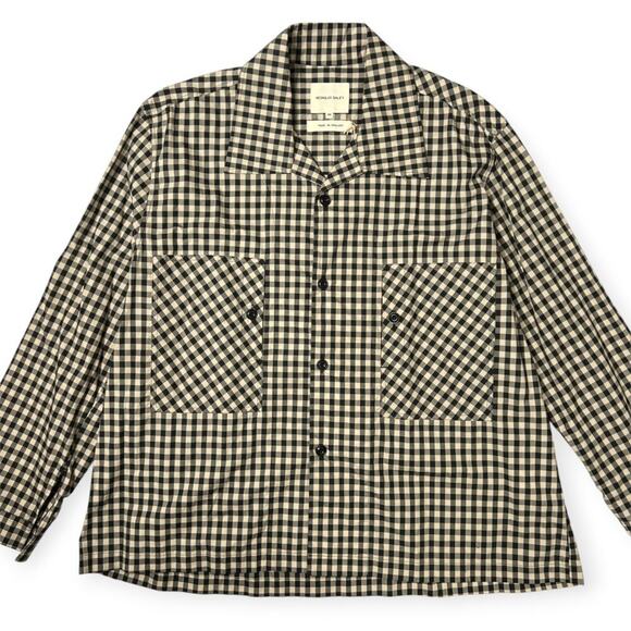 NEW Nicholas Daley Classic Two Pocket Shirt SIZE M Black Ecru NWT England READ - Picture 9 of 13